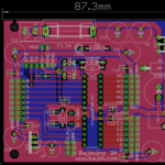 Bajduino 3A: ATmega 328P-PU powered by LM2576 5V 3A regulator. 3 rows of male headers for easy connection of servos and sensors.